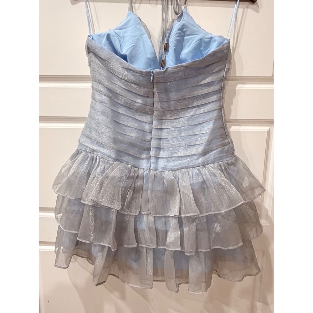 Hello Molly Party at the Disco Halter Mini Dress Blue Small Y2K Fairy Coquette - Picture 6 of 11